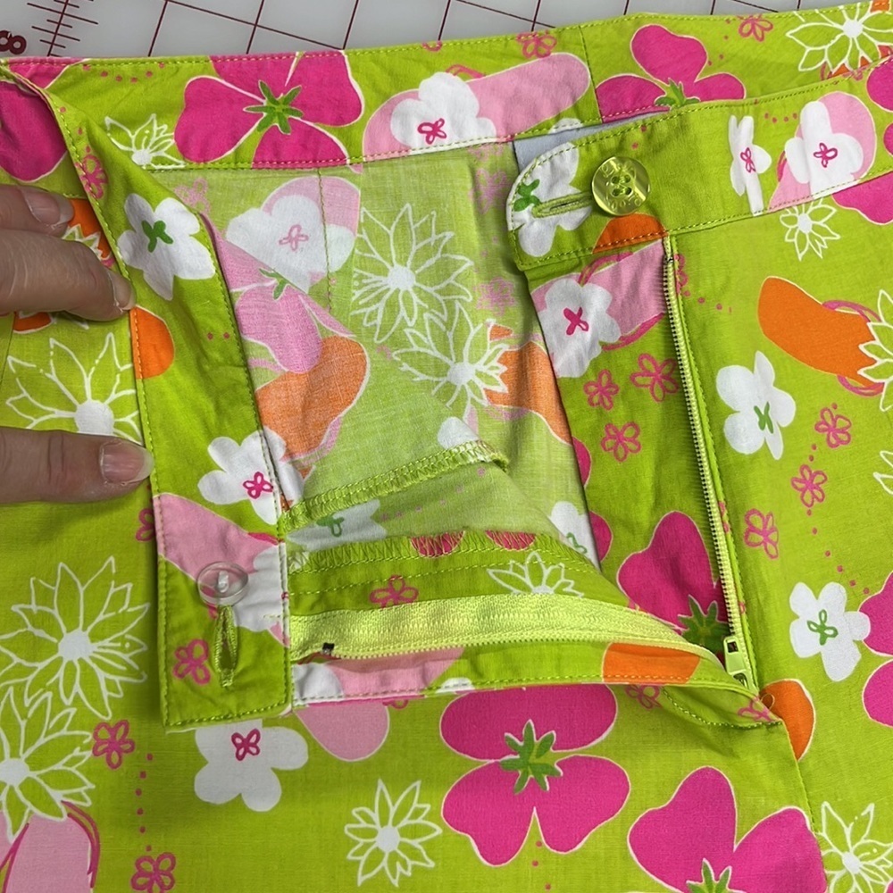 LILLY PULITZER Vintage Gidget Preppy Retro Pink/Green Flip Flop Floral Capri 2 - Picture 5 of 13